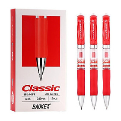 Bút bi bấm đầu 3 màu -12 cây /hộp bút gel BAOKE/B35