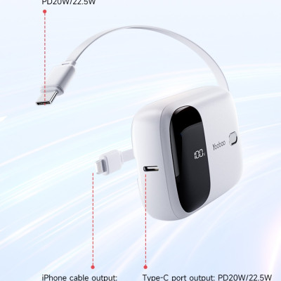Pin Sạc Dự Phòng Yoobao Z5 10000mAh chuẩn 3C/CCC Sạc Nhanh PD20W, Tích Hợp Cáp Sạc L & Type-C - Hàng chính hãng