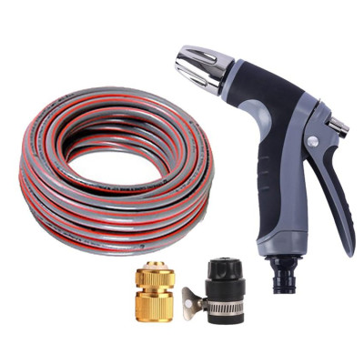 Bộ dây và vòi xịt tăng áp rửa xe tưới cây 10M (cút đồng nối nhựa đen) 206817
