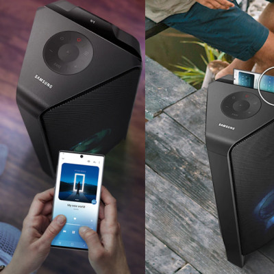 Loa tháp Samsung MX-T40 - 300W 2.0; Bass Booster; LED DJ; Kết nối 10 loa; Bluetooth + USB + 3.5mm- Hàng chính hãng