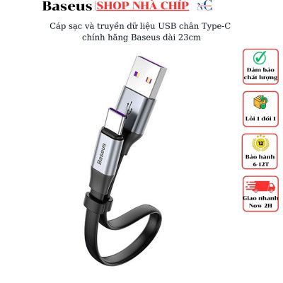 Cáp sạc và truyền dữ liệu USB chân Type-C chính hãng Baseus dài 23cm