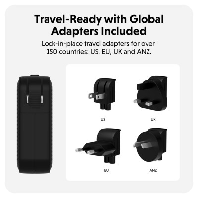 Sạc Nhanh HyperJuice Travel Charger 100W USB-C GaN  – Sạc Đa Thiết Bị, Tối Ưu Cho Mọi Chuyến Đi, Hàng chính hãng