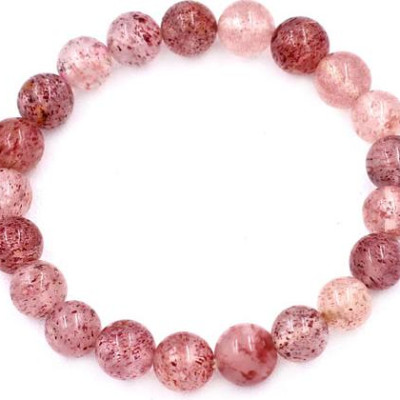 Vòng đeo tay Thạch Anh Dâu Tây 8 ly 21 hạt - hợp mệnh Hỏa, mệnh Thổ