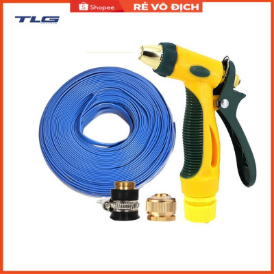 Bộ dây vòi xịt nước rửa xe, tưới cây tăng áp 3 lần,loại 15M (nối đồng nhựa đen) 206317