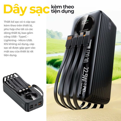 Pin dự phòng sạc nhanh 22.5W dung lượng lớn 30000mAh nhỏ gọn tiện lợi HubbFast ECO 30, Hàng chính hãng