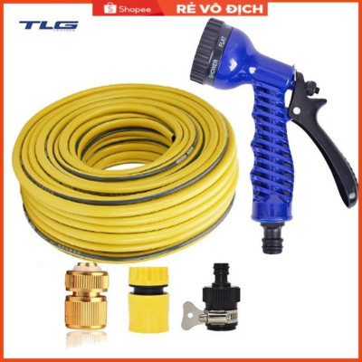 Bộ dây vòi xịt rửa xe, tưới cây, dọn dẹp nhà cửa 3-5m (cút đồng nối nhựa đen) 206843