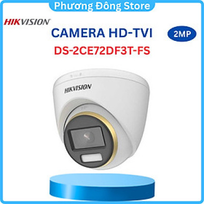 Camera analog TVI colorVu Hikvision DS-2CE72DF3T-FS 2MP, tích hợp mic thu âm, có màu ban đêm - Hàng chính hãng