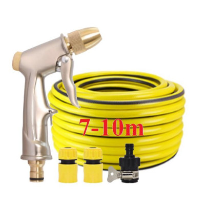 Bộ dây vòi xịt nước rửa xe, tưới cây . tăng áp 3 lần, loại 7m, 10m 206701-1đầu đồng, cút, nối đen