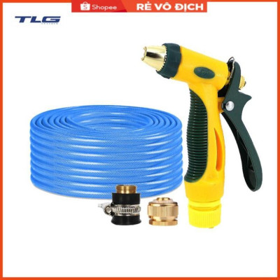 Bộ dây vòi xịt nước rửa xe, tưới cây tăng áp 3 lần,loại 20M (nối đồng nhựa đen) 206317