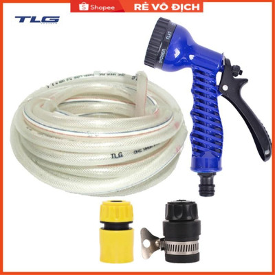 Bộ dây tăng áp 3 lần vòi xịt nước rửa xe, tưới cây loại 3-5m (cút nhựa nối nhựa đen 713-2) 206843