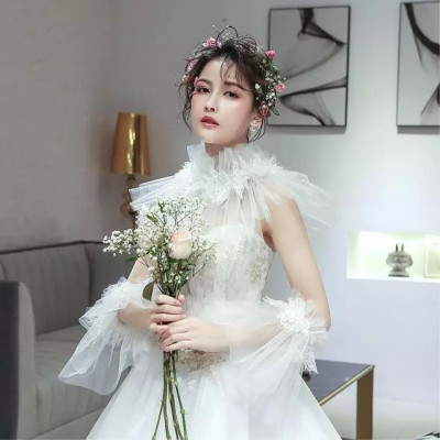 Bộ voan cổ kèm voan tay chụp hình cô dâu