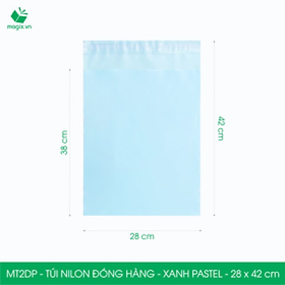 MT2DP - 28x42 cm  - Túi nilon gói hàng - 100 túi niêm phong đóng hàng màu xanh pastel