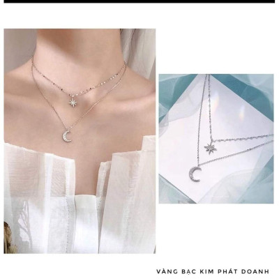 Dây chuyền bạc 2 sợi liền thời trang MS13