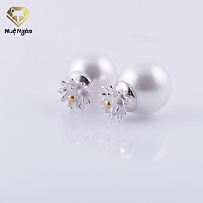 Bông tai bạc Ý 925 Huệ Ngân - Hoa sen trắng RYE140805