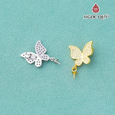 Charm bạc hình bươm bướm treo có khoen đính đá làm bông tai, mặt dây chuyền - Ngọc Quý Gemstones