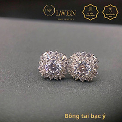 Bông tai kiểu Halo, viên chủ 6ly siêu sáng kết hợp viền tấm kim cương tròn bao xung quanh viên chủ tạo cảm giác viên chủ cang lớn ra, tinh tế, sang trọng, phù hợp đi tiệc, đi làm - 44287.2