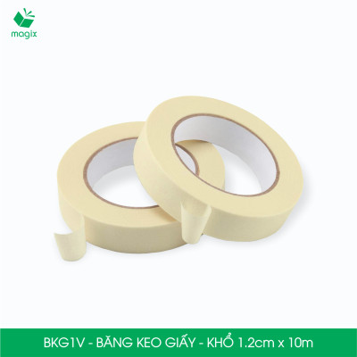 BKG1V - Block 24 cuộn băng keo giấy khổ 1.2cm x 10m - Băng dính giấy viết được, chặn màu sơn