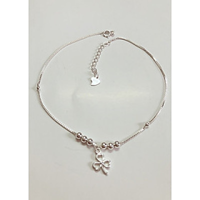 Lắc chân bạc nữ trang sức bạc Ý S925 Huệ Ngân - Cỏ ba lá may mắn RYBJ50059
