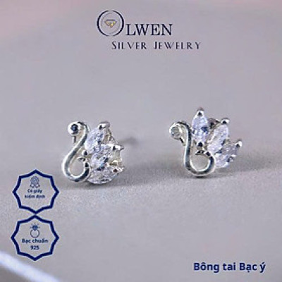 Bông tai nụ bạc Ý với thiết kế hình thiên nga cách điệu, mang vẻ đẹp duyên dáng và thanh tao, tinh tế, sang trong, phù hợp đi tiệc, đi làm - BM318