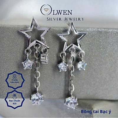 Bông tai thiết kế hình ngôi sao tinh tế, kết hợp chuỗi hạt đính đá lấp lánh, phong cách cá tính, sang trọng, phù hợp đi tiệc, đi chơi - 36460