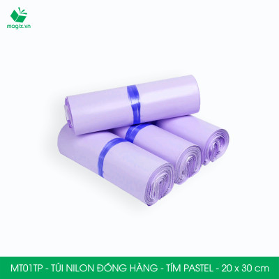 MT01TP - 20x30 cm - Túi nilon gói hàng - 300 túi niêm phong đóng hàng màu xanh pastel tím pastel