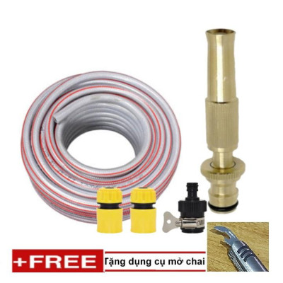 Bộ dây vòi xịt nước rửa xe, tưới cây . tăng áp 3 lần, loại 20m 206587 cút sập+ tặng mở chai