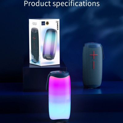 Loa bluetooth thể thao chống nước chuẩn IPx6 hiệu WIWU Thunder P40 trang bị đèn LED đổi màu, hỗ trợ Bluetooth 5.0, có jack âm thanh AUX 3.5mm, thời gian nghe nhạc lên đến 6h - hàng nhập khẩu