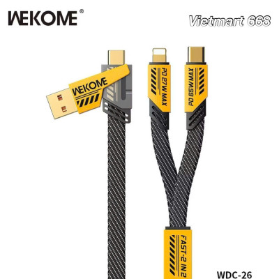 Cáp Sạc Nhanh Đa Năng 4in1 Wekome WDC-26 USB+C > C+L Công Suất Lên Đến 65W/ 27W - Hàng Chính Hãng