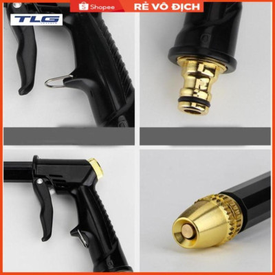 Bộ dây và vòi xịt rửa xe tưới cây tăng áp,vòi xịt rửa,vòi tưới cây 810-2498 (dây vàng- cút nối đen)