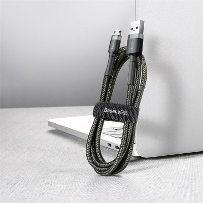 Cáp sạc nhanh đảo được đầu Baseus Cafule Micro USB v2 cho Smartphone Android Samsung/ Xiaomi/ Oppo/ Asus/ Huawei (dòng tối đa 2.4A, Quick charge 3.0) - Hàng chính hãng