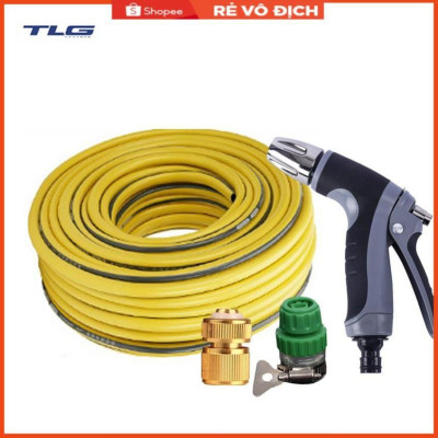 Bộ dây vòi xịt nước rửa xe,tưới cây tăng áp 3 lần 7-10m(cút đồng nối nhựa xanh) 206817