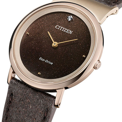 Đồng Hồ Nữ Citizen Đính Kim Cương Dây Da EG7072-19X - Mặt Nâu (Sapphire)