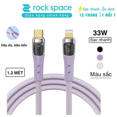 Dây sạc nhanh ip PD 33W Rockspace Z21 typeC to IP sạc nhanh dây dù Hàng chính hãng bảo hành 1 năm 1 đổi 1