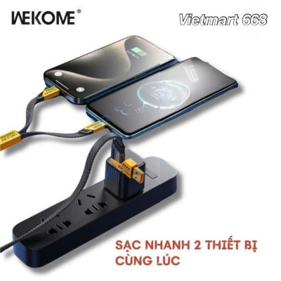 Cáp Sạc Nhanh Đa Năng 4in1 Wekome WDC-26 USB+C > C+L Công Suất Lên Đến 65W/ 27W - Hàng Chính Hãng
