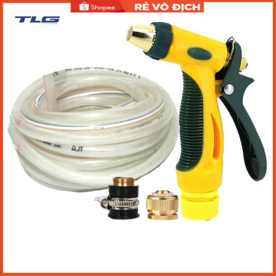 Bộ dây vòi xịt nước rửa xe, tưới cây tăng áp 3 lần,loại 20M (nối đồng nhựa đen) 206317