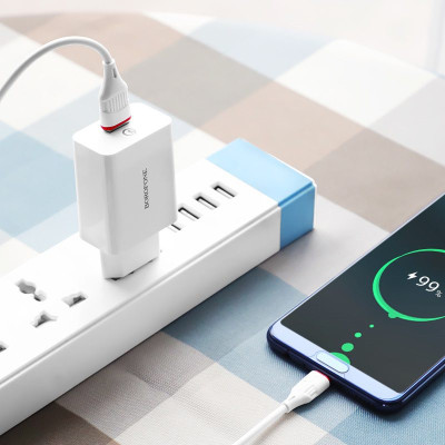 Cốc sạc nhanh Borofone 18w BA21A cổng USB - Hàng chính hãng