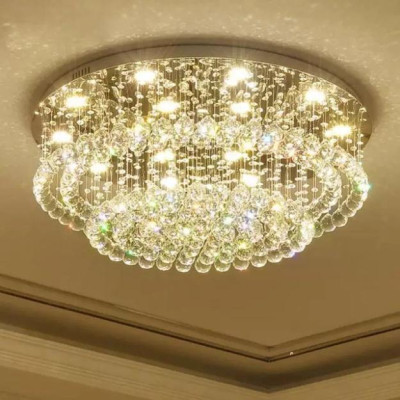 Đèn mâm Ca Sỹ Pha Lê ốp trần M9153 - KT 600x600x350mm, đèn chùm pha lê, DT