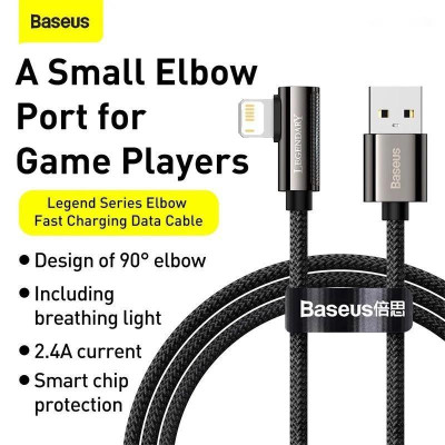 Cáp sạc  Baseus Legend Series Elbow Fast Charging Data Cable USB to iP ( 2.4A, 480Mbps ) -Hàng Chính Hãng
