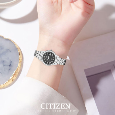 Đồng Hồ Nữ Citizen Dây Thép Không Gỉ FE1080-51E - Mặt Đen (Sapphire)