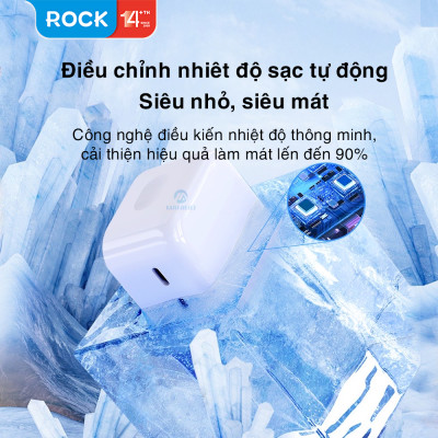 Củ sạc nhanh Rockspace T58 2 cổng TypeC sạc nhanh 35w sạc ổn định - hàng chính hãng bảo hành 12 tháng