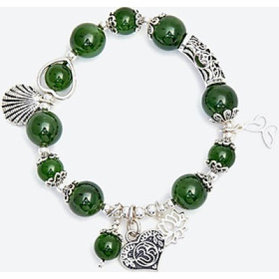 Vòng tay ngọc bích phối hoa sen Ngọc Quý Gemstones