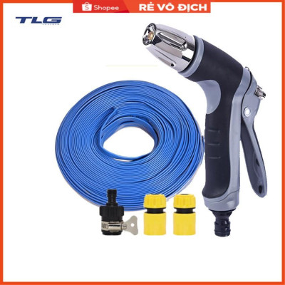Bộ dây và vòi xịt rửa xe tưới cây tăng áp 7-10m (cút nhựa nối nhựa đen) 206817