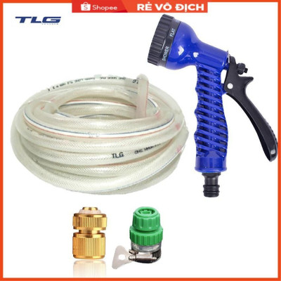 Bộ dây vòi xịt rửa xe, tưới cây, dọn dẹp nhà cửa 7-10m (cút đồng nối nhựa xanh) 206843