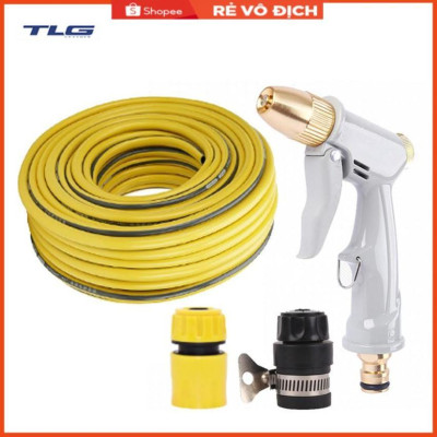 Bộ dây và vòi xịt rửa xe tưới cây tăng áp 15M (cút nhựa nối nhựa đen 713-2) 206846