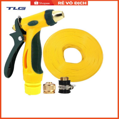 Bộ dây vòi xịt nước rửa xe, tưới cây tăng áp 3 lần,loại 20M (nối đồng nhựa đen) 206317
