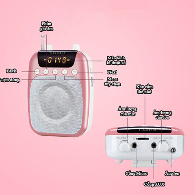 Máy trợ giảng không dây SHIDU kết nối bằng tần số cao cấp, mic trợ giảng cho giáo viên và hướng dẫn viên du lịch, loa trợ giảng cài áo tiện lợi, Hàng nhập khẩu