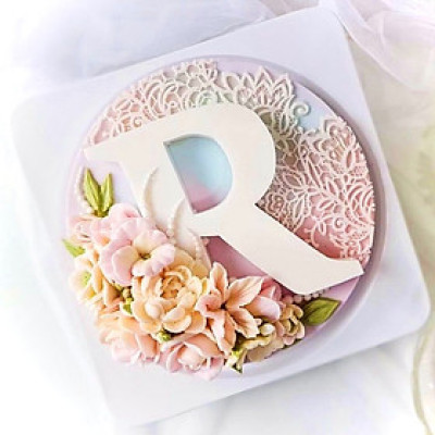 Bộ 4 khuôn silicon làm bánh, rau câu nền hoa văn ren kiểu loại 13 cm - Mã số 1051