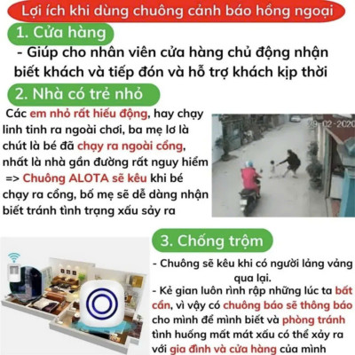 Áo Hồng Ngoại Chuông Báo Khách Không Dây - Hàng Cao Cấp