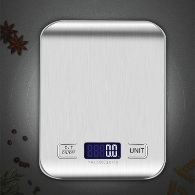 Cân Điện Tử Nhà Bếp 5Kg Màn Hình LCD Mặt Nhôm Cân Nhà Bếp Tặng Kèm Pin