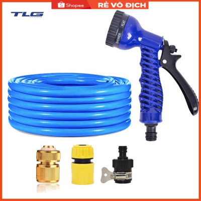 Bộ dây vòi xịt rửa xe, tưới cây, dọn dẹp nhà cửa 20m (cút đồng nối nhựa đen) 206843